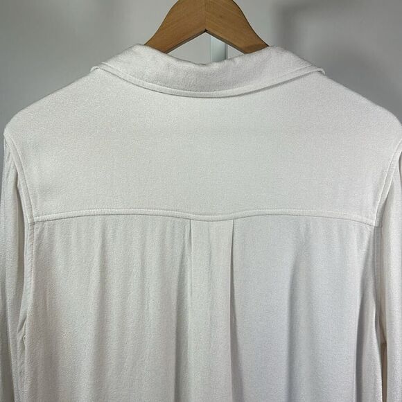 BELLA DAHL Women's Classic Long Sleeve Button Down Blouse White Size Small - Picture 7 of 12